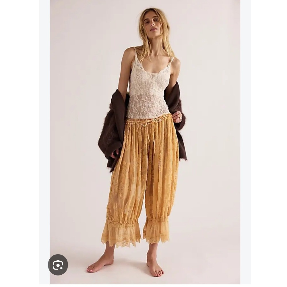 Intimately Free People Forever Young Burnout Pants Peach Velvet Lace Small Boho